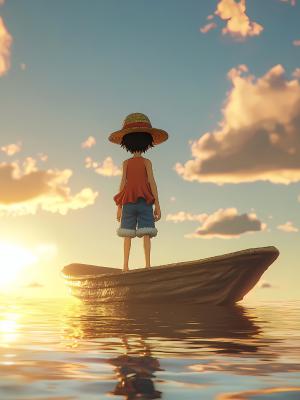 AI绘画的海贼王路飞图片