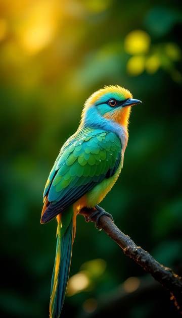 色彩绚丽羽毛绿色的鸟