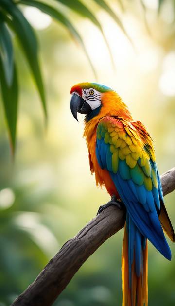 站树枝上栖息的金刚鹦鹉