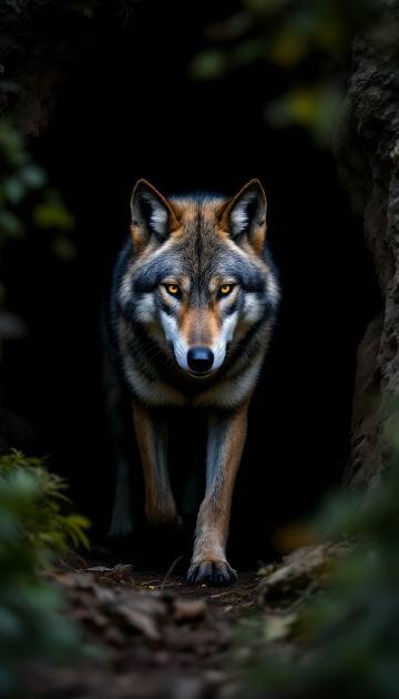 从洞里走出来的狼图片