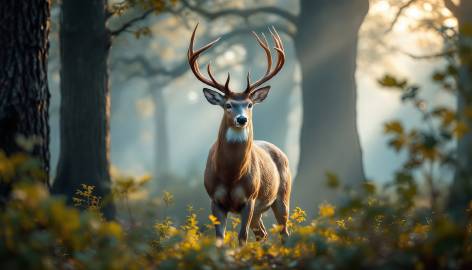 森林中的一只雄鹿图片