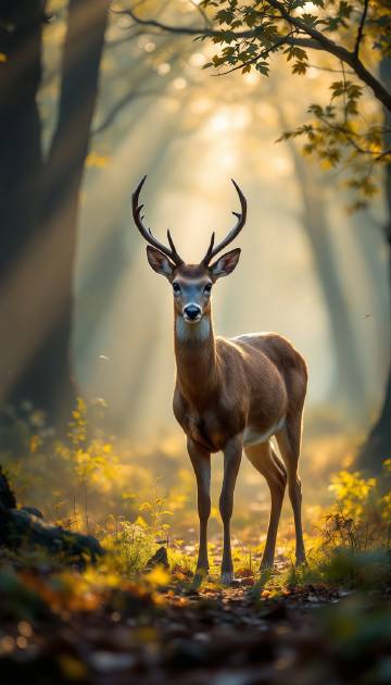 鹿在森林中的摄影图片