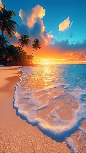 梦幻海滩金色沙滩的风景高清图片