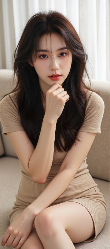 米色短裙优雅美女