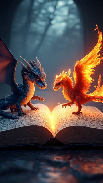 青龙和火凤凰在争斗图片