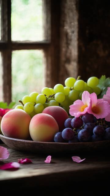 窗边的新鲜水果
