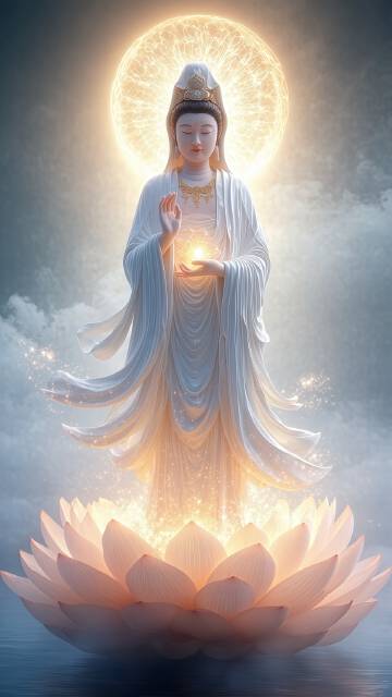 身披洁白轻纱的观音菩萨