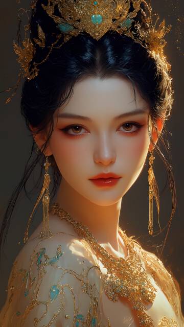 华丽头饰的古风美女