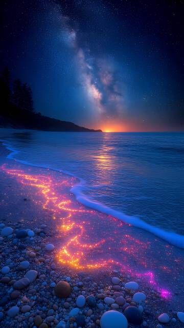 海边发光的沙滩图片