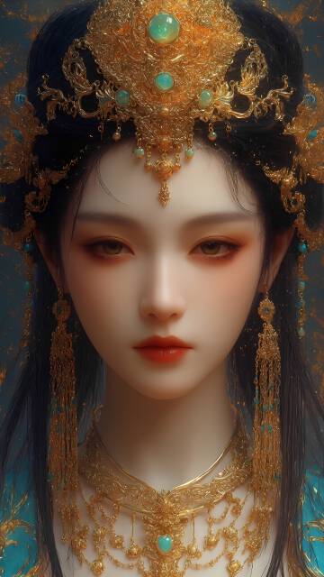 白皙皮肤流体油画古风美女