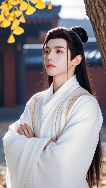 黑色长发古装美少年