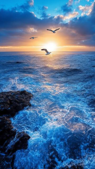 日落下的大海海边唯美风景图片