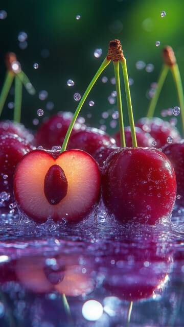 车厘子落水瞬间的图片