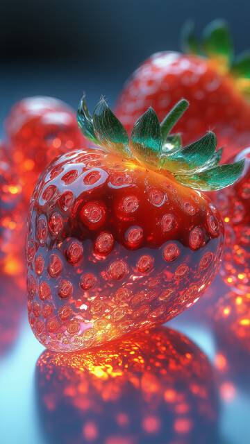 晶莹剔透的梦幻草莓高清图片