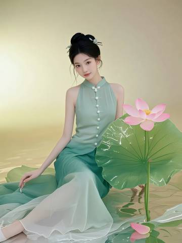 穿古风绿裙的美女