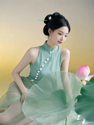 荷花白皙美女高清图片