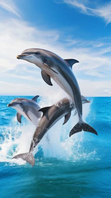 跳出海面上的海豚