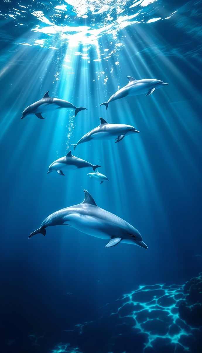 深海里的海豚高清图片
