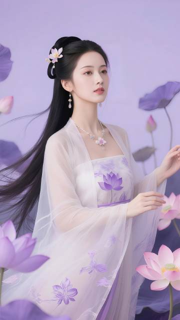 穿古风抹胸长裙白色纱衣的气质美女