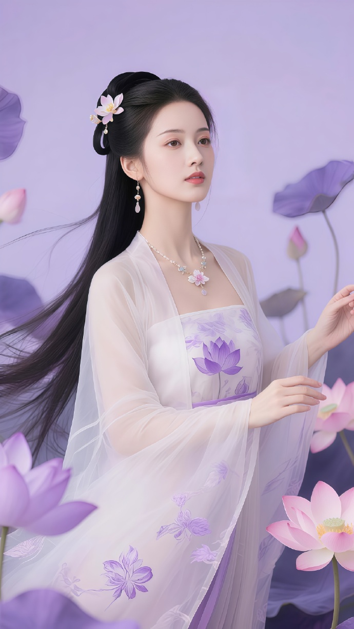 穿古风抹胸长裙白色纱衣的气质美女