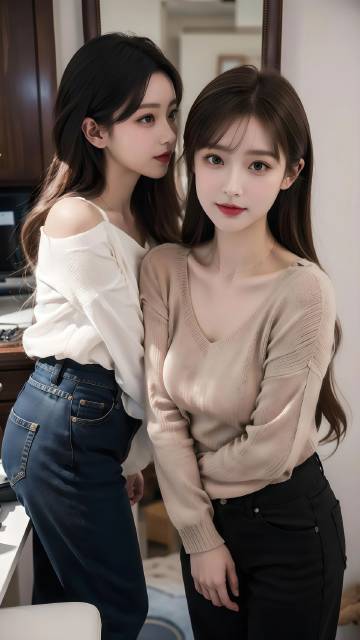 休闲时尚的闺蜜合照