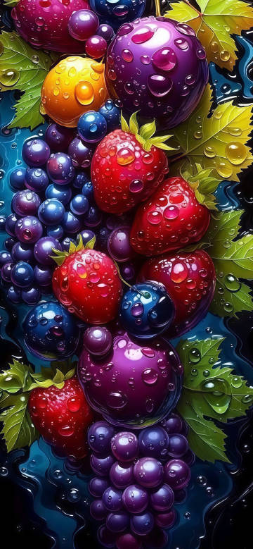 新鲜水果上的水珠高清图片