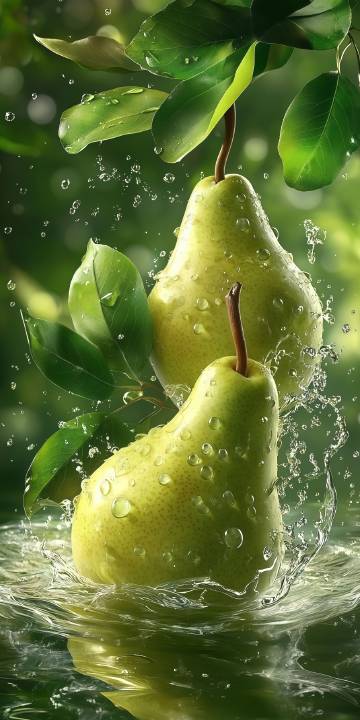 溅起水花的梨子