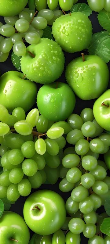 绿色水果青苹果、青葡萄高清图片