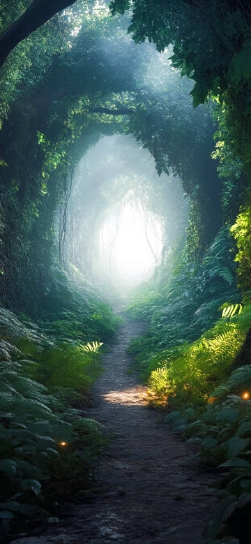 绿色森林里的唯美小路