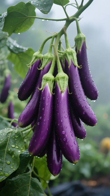 带有水珠的茄子