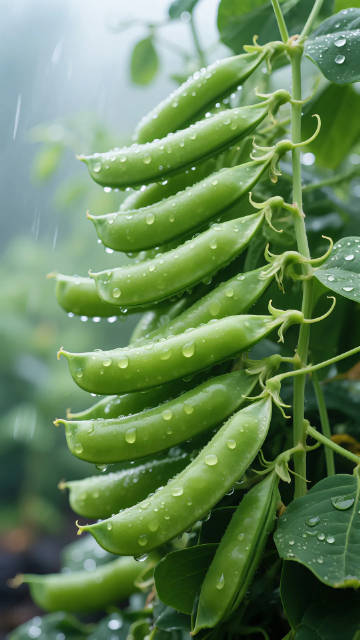 带有水珠的荷兰豆