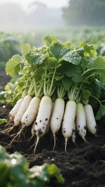 新鲜拔出来的白萝卜