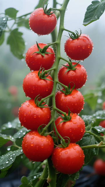 带水珠的新鲜番茄