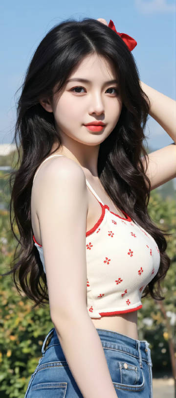 碎花吊带的元气美女