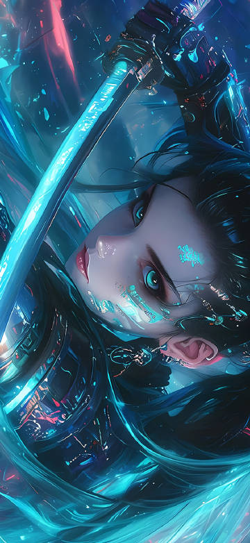 拿发光剑的酷飒动漫美女