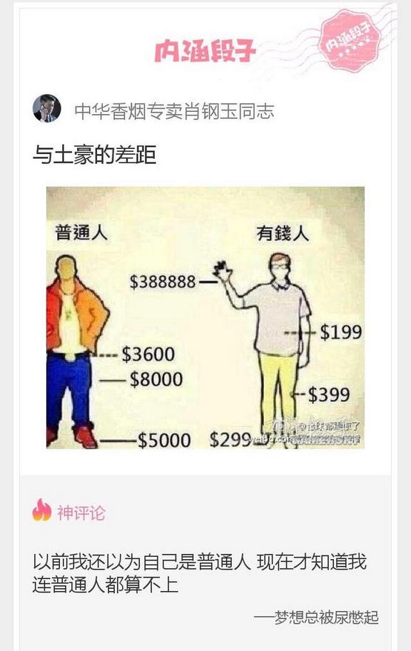 精选普通人与土豪之间的内涵图片