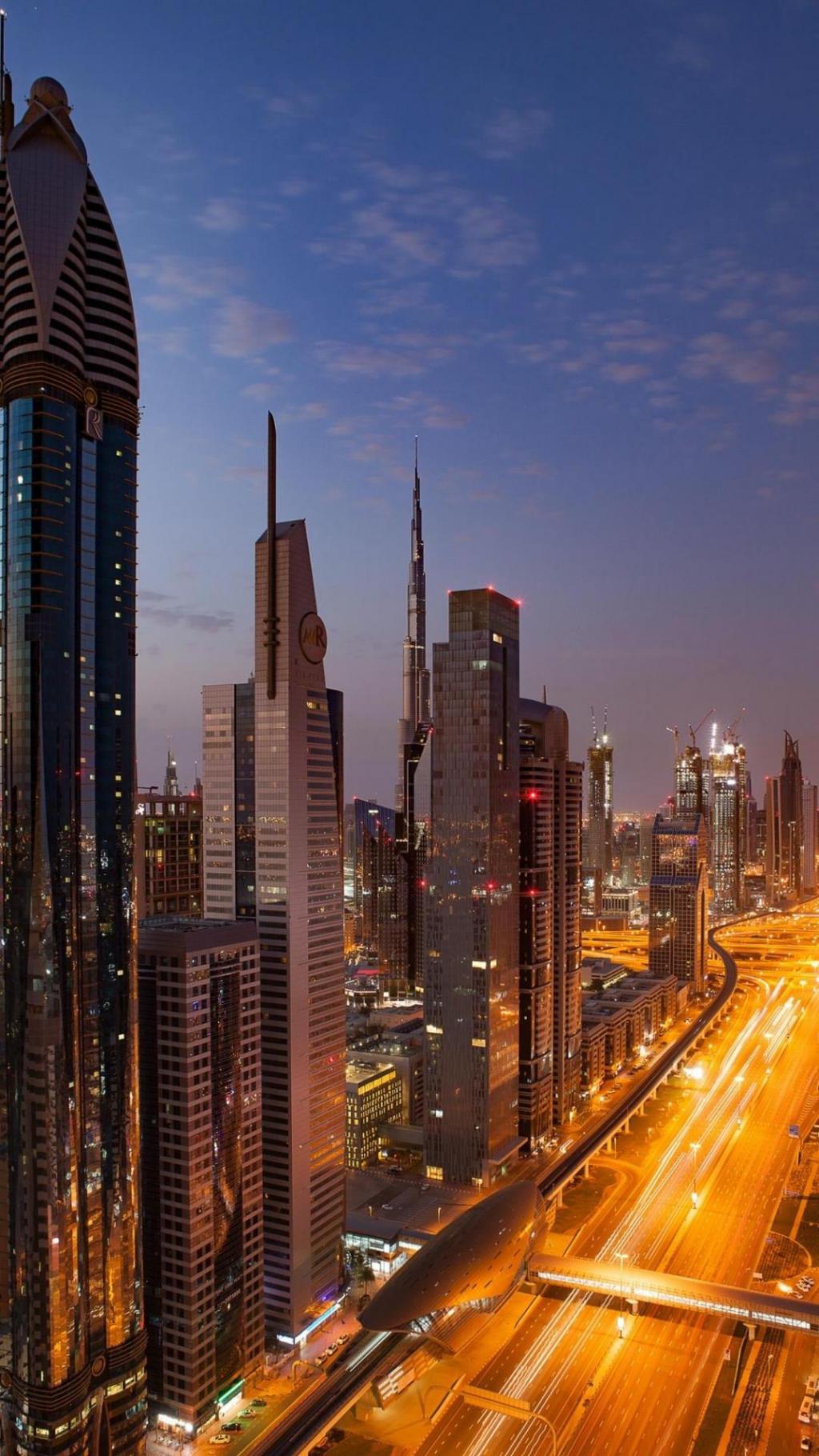 繁华都市迪拜迷人夜景手机壁纸