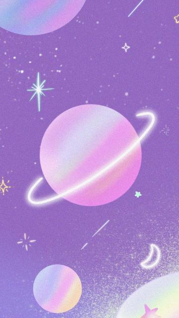 紫色星球浪漫手绘手机壁纸