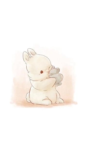 萌萌哒小兔子可爱治愈手绘插画手机壁纸