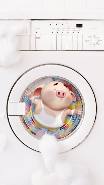 洗衣机里滚动的猪小屁手机壁纸