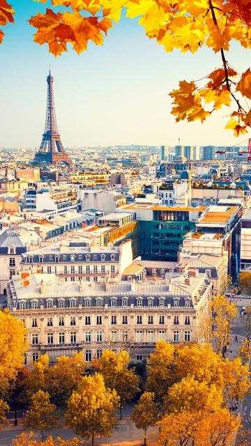 巴黎秋季浪漫唯美城市风光手机壁纸