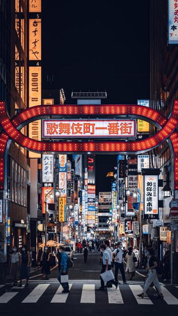 日本霓虹夜晚街景手机壁纸