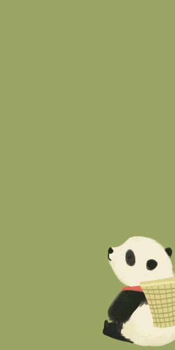 背着竹篓的可爱熊猫插画手机壁纸