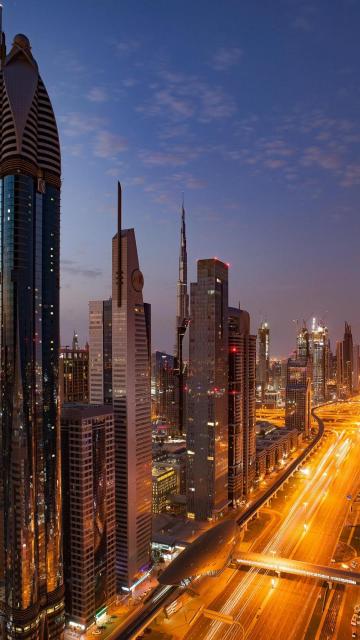 繁华都市迪拜迷人夜景手机壁纸