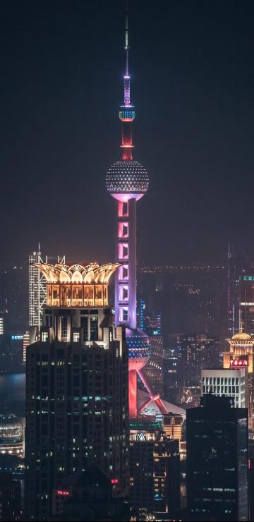 上海东方明珠唯美灯光夜景手机壁纸