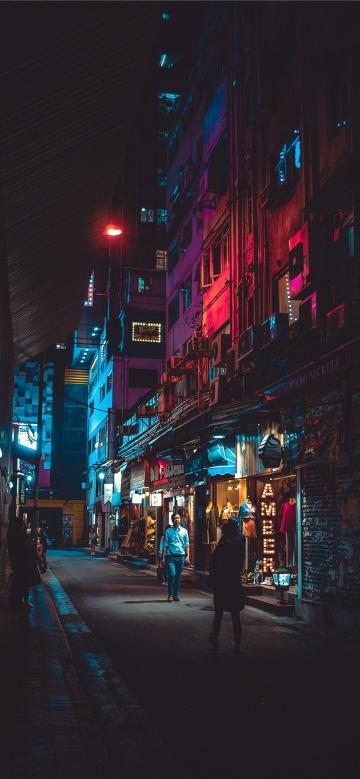 香港繁华的街道夜景手机壁纸