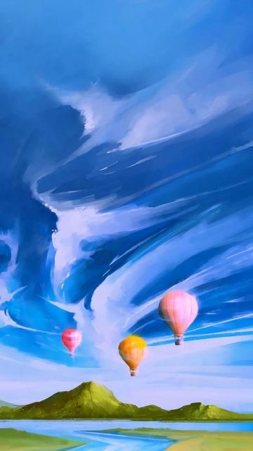 浪漫唯美二次元热气球唯美场景手机壁纸