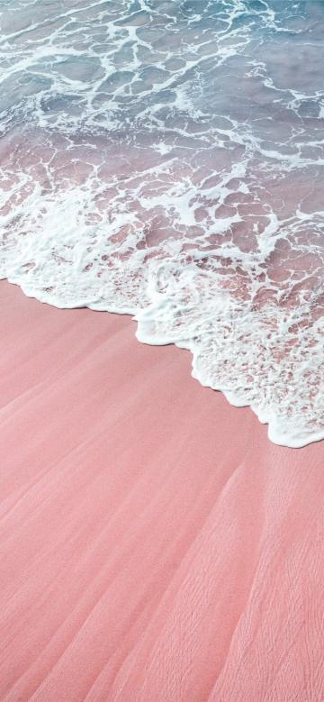 全球最有特色的沙滩之一粉色沙滩手机壁纸