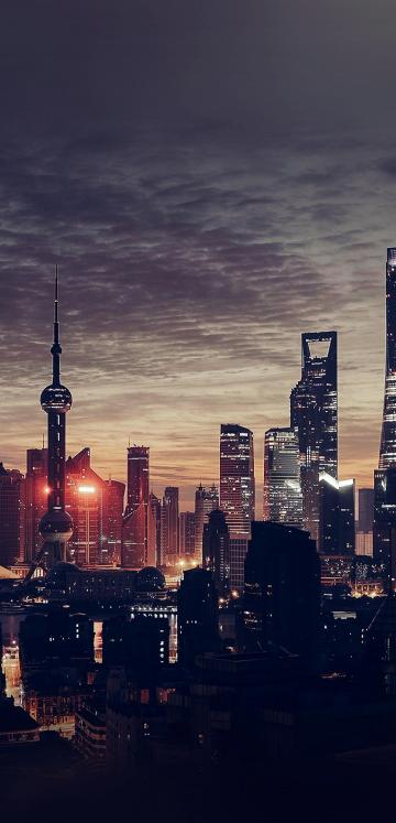 大都市上海的天际线手机壁纸