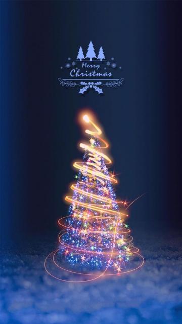 圣诞节炫彩梦幻的圣诞树手机壁纸